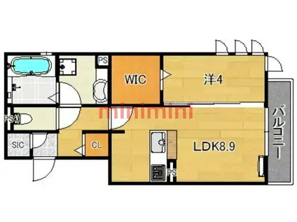 セリューアグレアブル(1LDK/2階)の間取り写真
