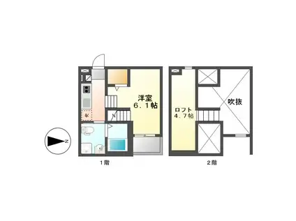 AMICI馬手(ワンルーム/1階)の間取り写真