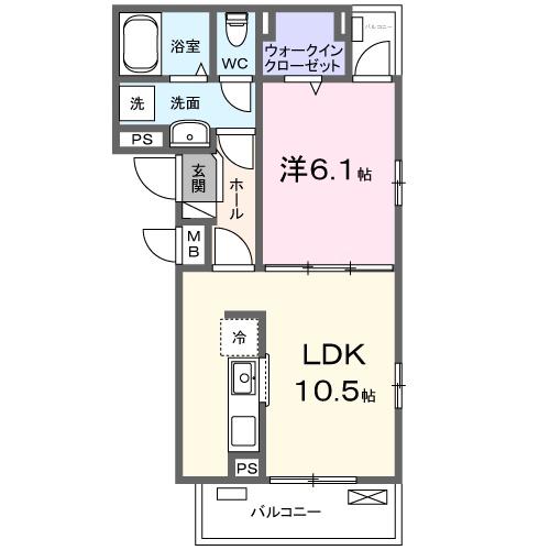 SUNLIT 三木(1LDK/2階)の間取り写真
