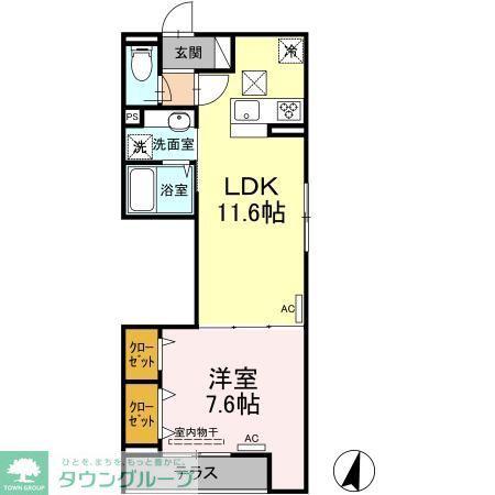 エクセリア上鷺宮II(1LDK/1階)の間取り写真