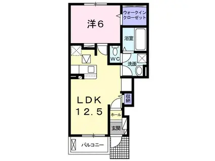 ベルオーブX(1LDK/1階)の間取り写真
