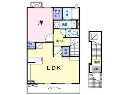 ジュネス コリーヌ(1LDK/2階)の間取り写真