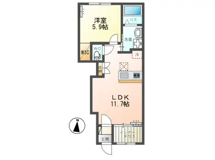 グラン ミツ(1LDK/1階)の間取り写真