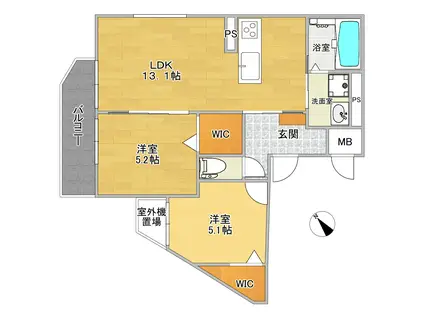 ランティス姫島(2LDK/3階)の間取り写真