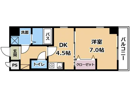 ヴェルジュ南草津(1DK/8階)の間取り写真