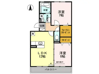リビングタウン中野美保南(2LDK/2階)の間取り写真