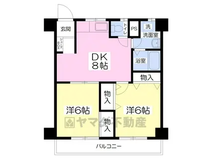 コーポ三鈴(2DK/4階)の間取り写真