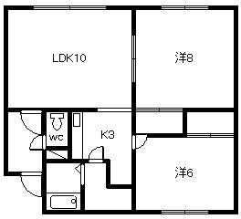 ベルディーコート本町(2LDK/3階)の間取り写真