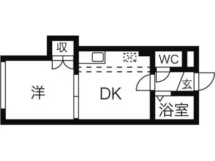 メゾンエクレーレ中の島(1DK/11階)の間取り写真