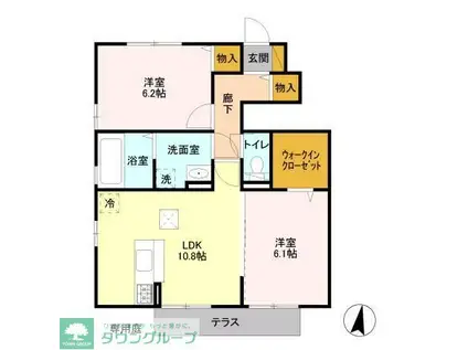 ソレイユⅢ(2LDK/1階)の間取り写真