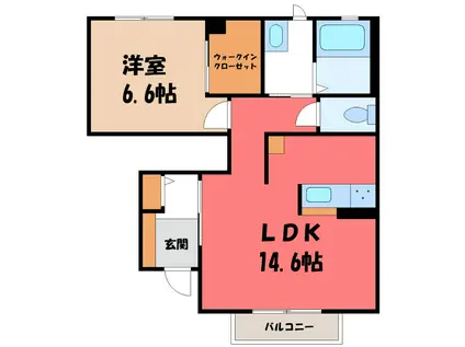 レジデンスクロルセA(1LDK/1階)の間取り写真