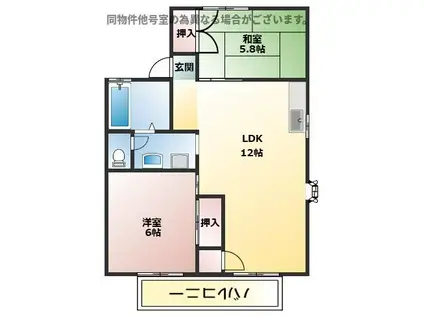 プラザ仙棒(2LDK/1階)の間取り写真