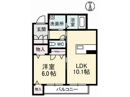 グランマスト今(1LDK/3階)の間取り写真