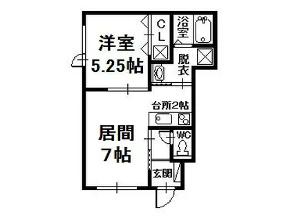 スマイルハート(1DK/1階)の間取り写真