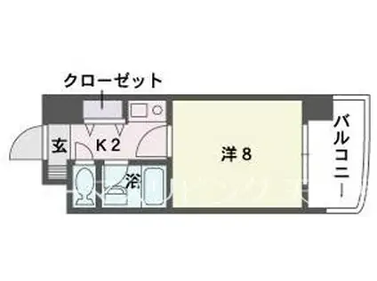 ソレアード赤坂(1K/2階)の間取り写真