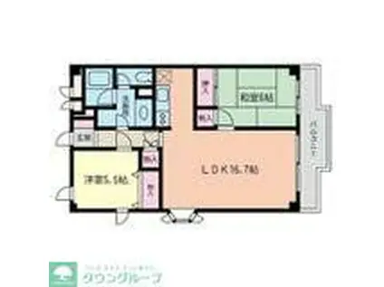 ベルクレエ(2LDK/4階)の間取り写真