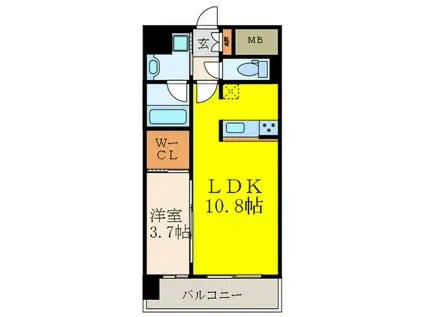 ドン・パレス江坂(1LDK/9階)の間取り写真