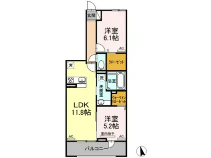 フロレスタ南大泉(2LDK/3階)の間取り写真