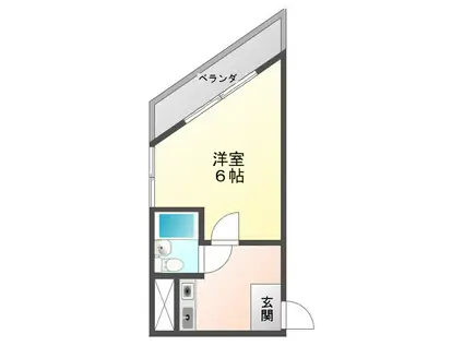 山陽電鉄本線 西舞子駅 徒歩10分 4階建 築30年(1K/2階)の間取り写真