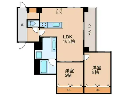 THE TEN GOOD 祖原II(2LDK/2階)の間取り写真