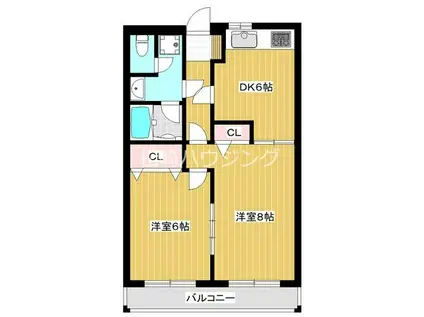 第二惣内ハイツ(2DK/1階)の間取り写真