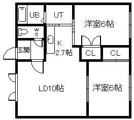 エステート神居(2LDK/1階)の間取り写真