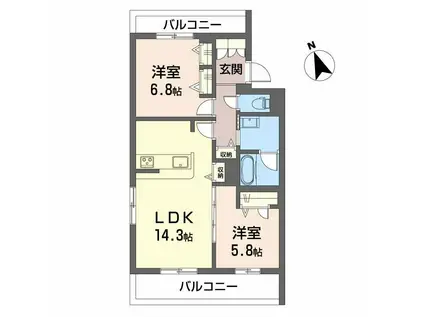 SEASIDE HOUSE(2LDK/4階)の間取り写真