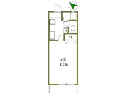 ウイングヒルズ(1K/2階)の間取り写真