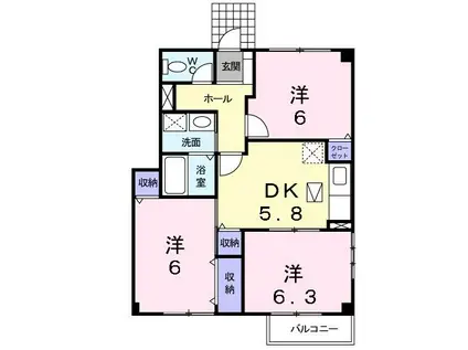 グランヴェール21C(3DK/1階)の間取り写真