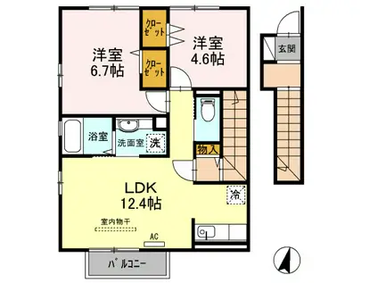 グレース パレB棟(2LDK/2階)の間取り写真
