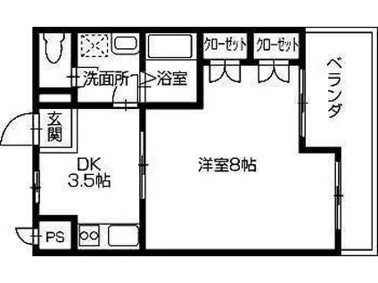 ソレイユ1番館(1DK/5階)の間取り写真