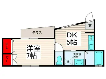 花春ハイツ(1DK/1階)の間取り写真