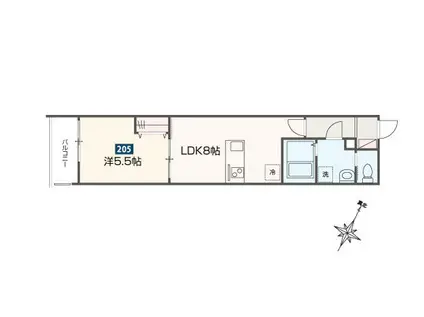 メルディア福生3(1LDK/2階)の間取り写真