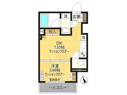 シャーメゾン アルテミス ーSHAMAISON ARTEMISー(1DK/1階)の間取り写真