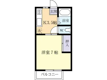 セカンドアベニューA(1K/1階)の間取り写真