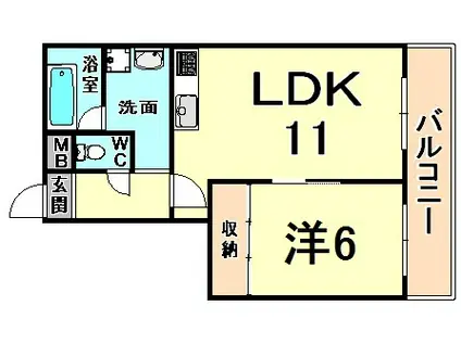 アビタコアII(1LDK/7階)の間取り写真
