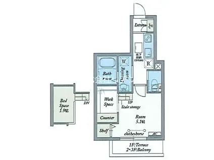 GLANZ大師前(1K/2階)の間取り写真