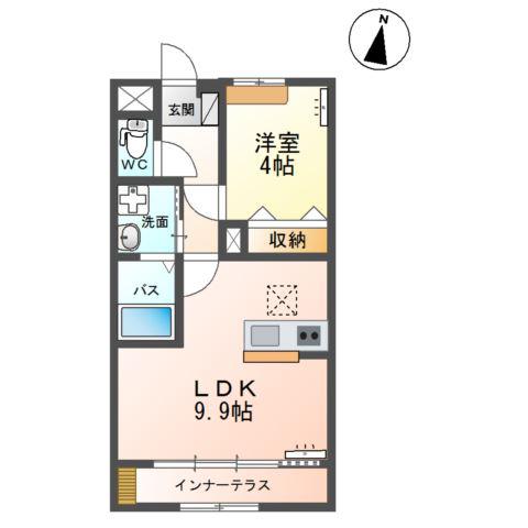 INFIELD D (1LDK/1階)の間取り写真