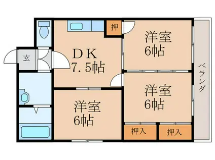 長尾グリーンハイツ(3DK/4階)の間取り写真