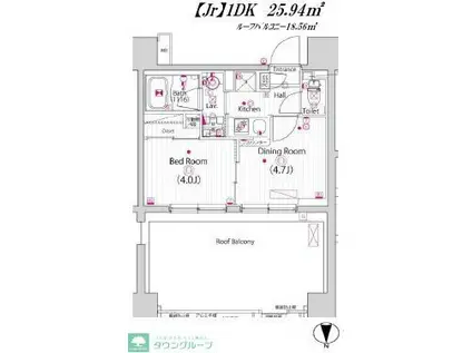 ガーラ・プライム川崎西口(1DK/12階)の間取り写真