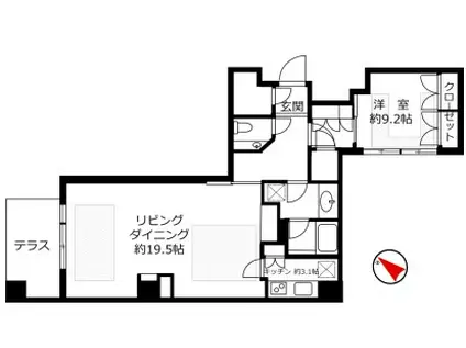 ザ・パークハウス グラン 南青山(1LDK/1階)の間取り写真