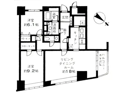 フォルム小石川(2LDK/7階)の間取り写真