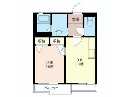 ドルフ湘南(1DK/2階)の間取り写真