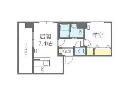 サンコート本通ガーデンヒルズ(1LDK/8階)の間取り写真