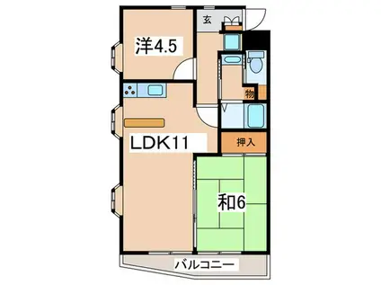 ヒルズヴィラ(2LDK/1階)の間取り写真