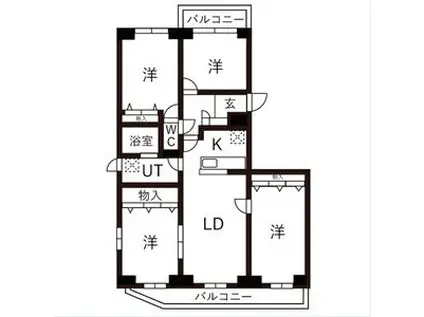 BRO北野(4LDK/4階)の間取り写真