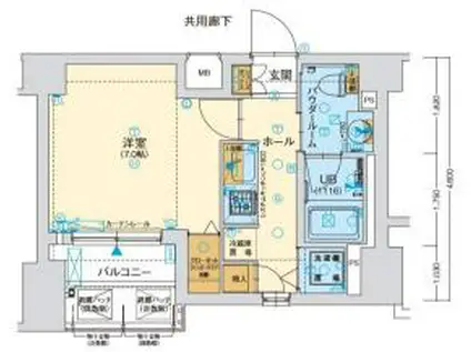 ファーストフィオーレ阿波座アクア(1K/7階)の間取り写真