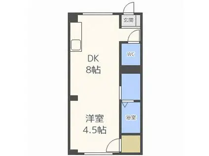  連 北30条 (1DK/1階)の間取り写真