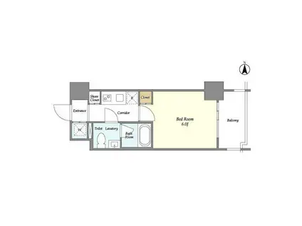 プラシア北千住(1K/4階)の間取り写真