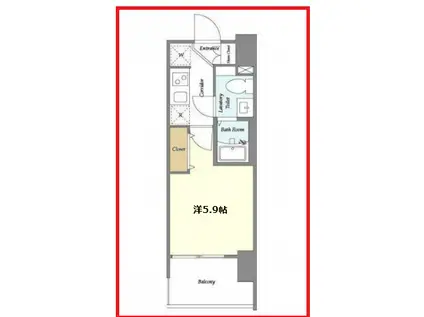 ラドゥセール四ツ木ウエスト(1K/6階)の間取り写真